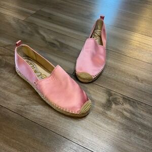 Sam Edelman Khloe Pink Satin Espadrille‎ Slip On Loafers Shoes US 8.5M
